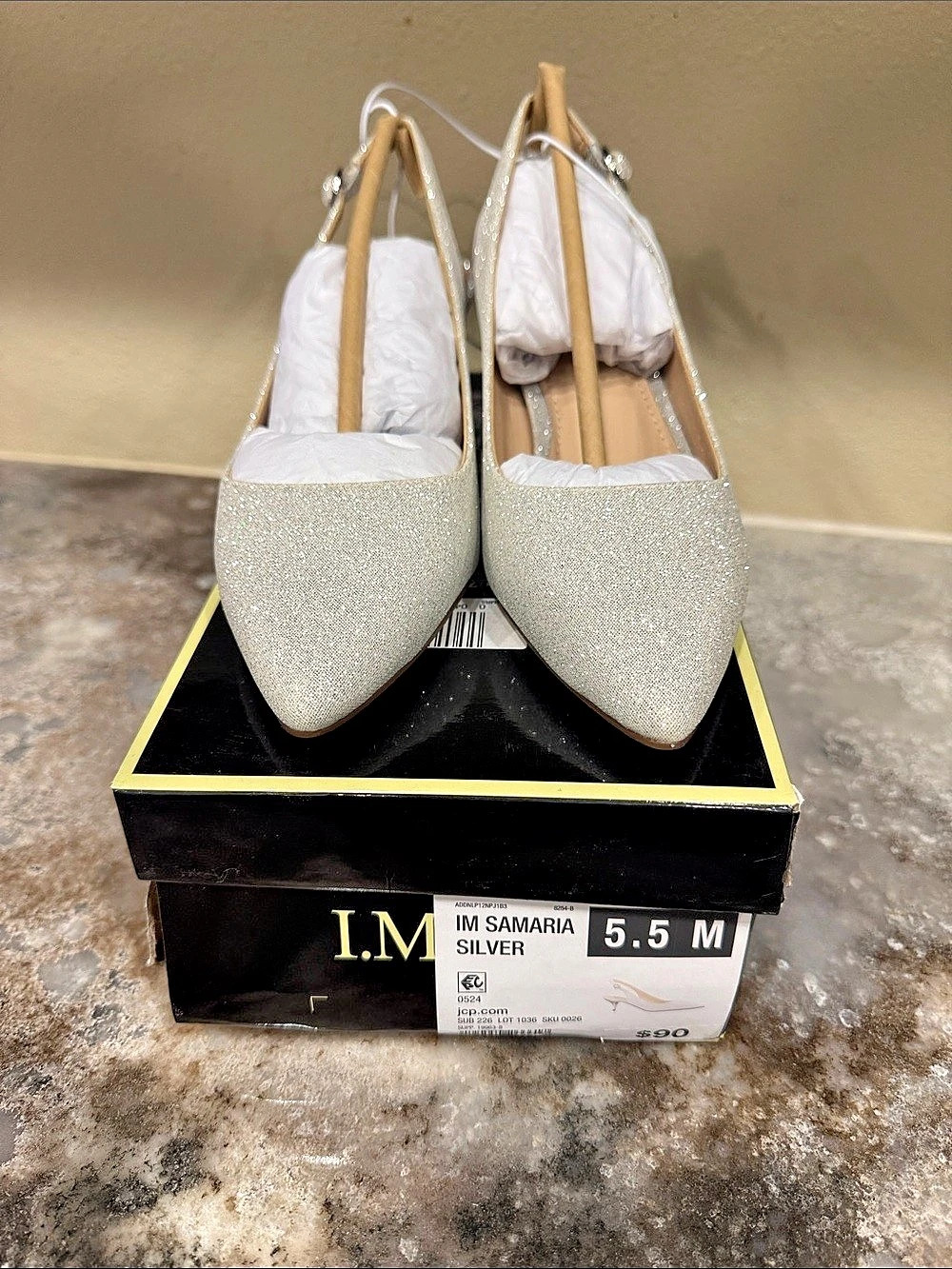 I. Miller Samaria Slingback Pump Heels Silver US 5.5 M